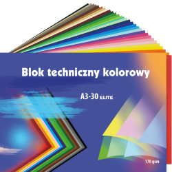 Divpusējs krāsainais kartons Elite A5 170 g/m² 30 lapas, Kreska