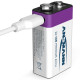Li-Ion battery 9V block Typ 400 (min. 340 mAh) 1pcs., Ansmann