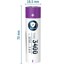 Lādējama (USB-Type C) baterija 18650 Li-Ion 3.6V Type3400, Ansmann