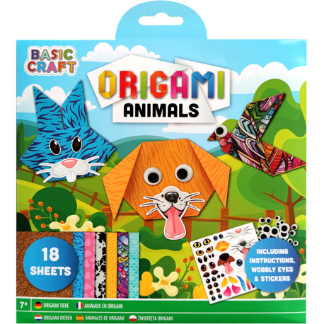 Origami Animals 19.5x19.5cm 18 Sheets, Basic Craft