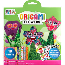 Origami Flowers 19.5x19.5cm 18 Sheets, Basic Craft