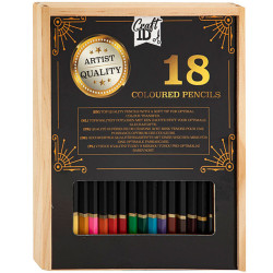 18 Coloured Pencils Wooden Box, Craft Sensations