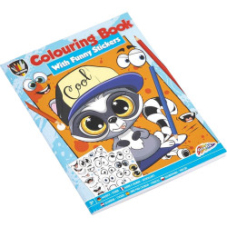 Colouring Book Raccoon 12 Sheets + Stickers 2 Sheets, Creative Craft