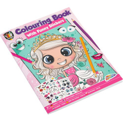 Colouring Book Princess 12 Sheets + Stickers 2 Sheets, Creative Craft