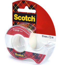 Scotch® Crystal Tape 19mmx7.5m in Dispenser, 3M