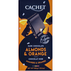 Tumšā šokolāde ar mandelēm un apelsīnu 100g, Cachet