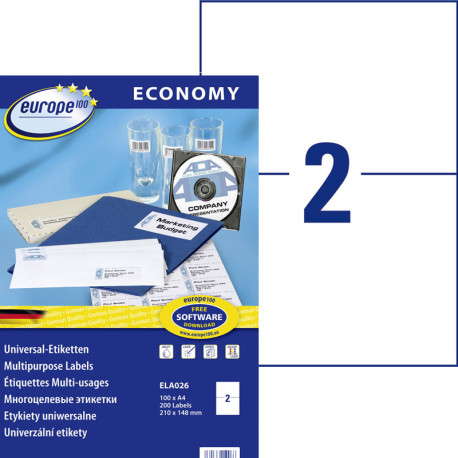 Multipurpose labels 210x148.5mm Europe100, Avery Zweckform