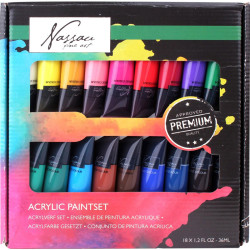 Acrylic Paintset 18 x 1.2 FL OZ x 36 ml, Nassau Fine Art