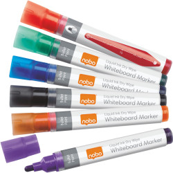 Nobo Liquid Ink Whiteboard Pens Bullet Tip 12 Pack