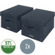 Leitz Fabric Storage Box with lid medium , pack of 2