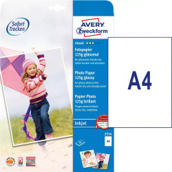 Inkjet Photopaper A4 125g/m² 20 Sheets Glossy, Avery Zweckform