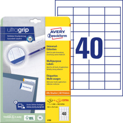Universālas uzlīmes 48.5 x 25.4 mm UltraGrip™, Avery Zweckform