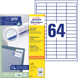 Universālas uzlīmes 48.5 x 16/9 mm UltraGrip™, Avery Zweckform