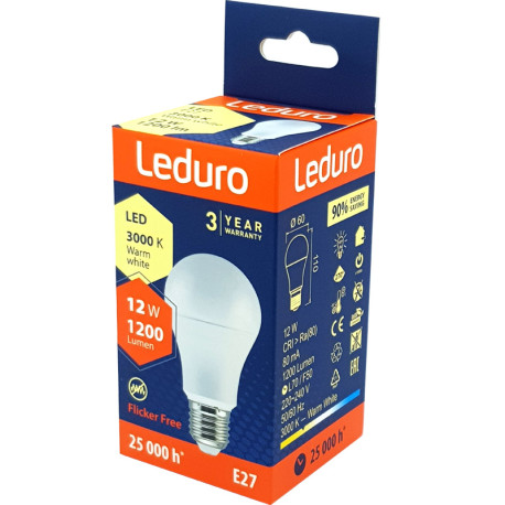 LED Bulb E27 12W 1200lm 3000K, Leduro