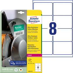 Ultra Resistant Outdoor Labels 99.1x67.7mm Laser, Avery Zweckform