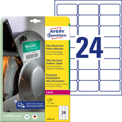 Ultra Resistant Outdoor Labels 63.5x33.9mm Laser, Avery Zweckform