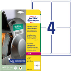 Ultra Resistant Outdoor Labels 99.1x139mm Laser, Avery Zweckform