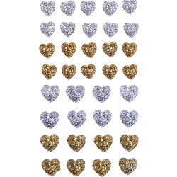 Adhesive Heart Stones Gold/Silver 36pcs., DP Craft