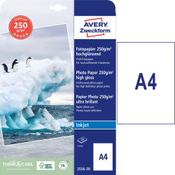 Photo Paper A4 250g/m² 20 Sheets High Gloss, Avery Zweckform