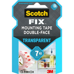 Montāžas lente Scotch® Fix™ Transparent 19mmx1.5m, 3M