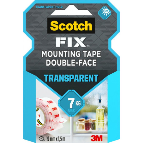 Scotch® Fix™ Transparent Mounting Tape 19mmx1.5m, 3M