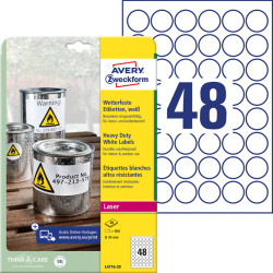 Weatherproof film labels Ø30mm, Colour & B/W Laser, Copier