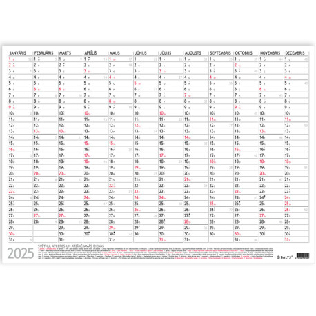 Calendar Optima A2, Balts