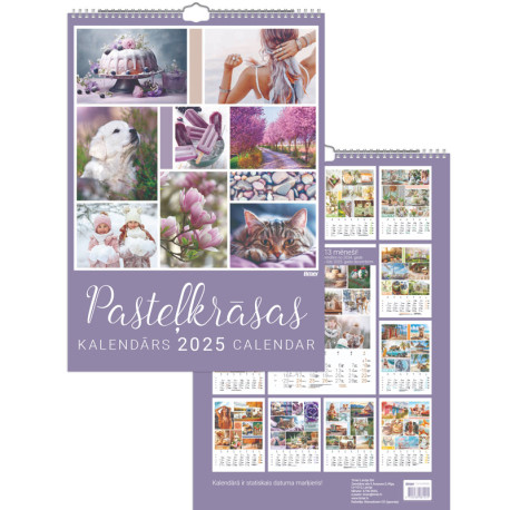 Wall Calendar Pastel Colours, Timer