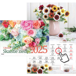 Wall Calendar Beuatiful Flowers, Timer