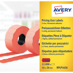 Permanent Price Labels 16x26mm Red 1200pcs., Avery Zweckform
