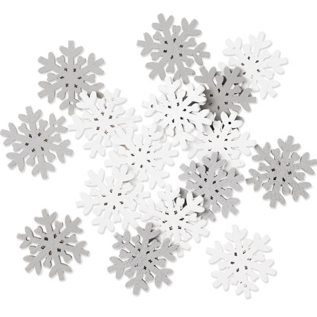 Adhesive Wooden Snowflakes 3x3cm 16pcs, DP Craft