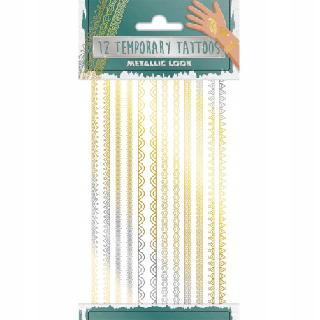 Temporary Tattoos Metallic Look 12pcs