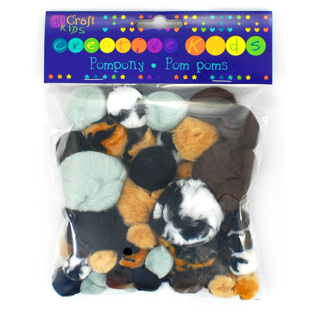 Assorted Plush Pompons Animal Prints 56pcs., DP Craft