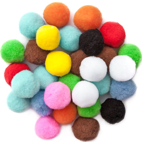 Assorted Plush Pompons 5cm 30pcs., DP Craft