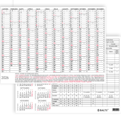 Kalendārs Simple A4, Balts