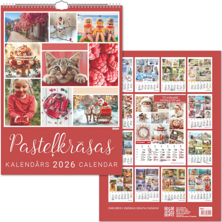 Wall Calendar Pastel Colours, Timer