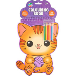 Colouring Book Cat 20 designs + 6 pencils 30x22cm, Creative Craft