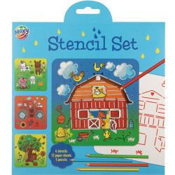 Stencil Set Farm 4pcs. + Pencils 5pcs., Creative Craft