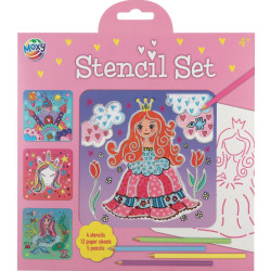 Stencil Set Fairy Tale 4pcs. + Pencils 5pcs., Creative Craft