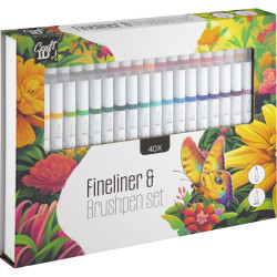 Divpusēju flomāsteru komplekts Fineliner & Brushpen 40gab., Creative Craft Group