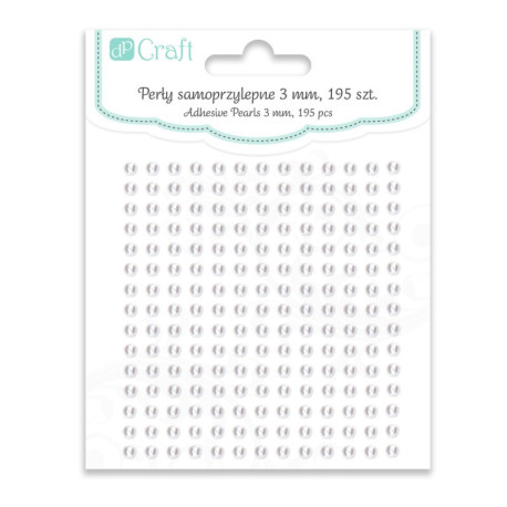 Pašlīmējošas pērļu pusītes baltas 3mm 195gab., DP Craft