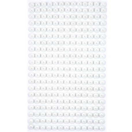 Pašlīmējošas pērļu pusītes baltas 6mm 260gab., DP Craft