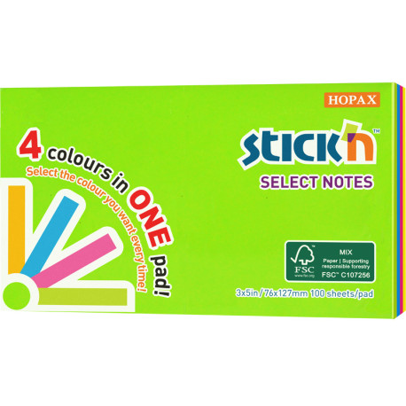 Stick'n Notes Magic Neon 127x76mm 100 Sheets, BNT Scandinavia