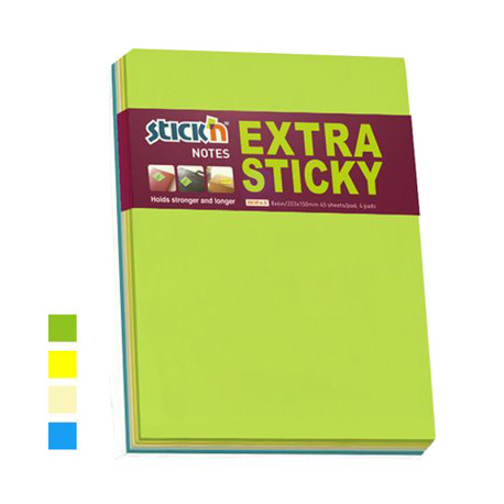 Note Pad Stick'n Extra Sticky A5 4x45 Sheets, BNT Scandinavia