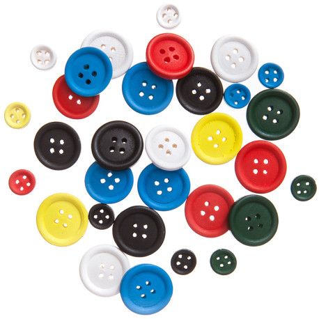 Wooden Buttons Brights 30pcs., DP Craft