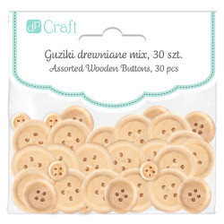 Wooden Buttons Natural 30pcs., DP Craft