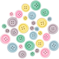 Wooden Buttons Pastel 30pcs., DP Craft
