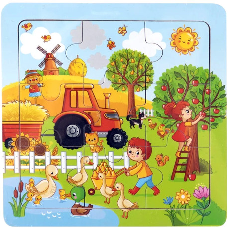 Wooden Puzzle Farm 15x15cm 9pcs., Creative Craft Group