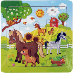 Koka puzle Zirgi 15x15cm 9gab., Creative Craft Group