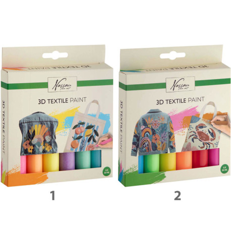 3D Textile paint 6x30ml, Nassau Fine Art